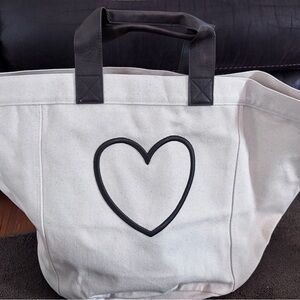 Thirty One Canvas Storage Bin In Natural NWT w/ Heart Icon